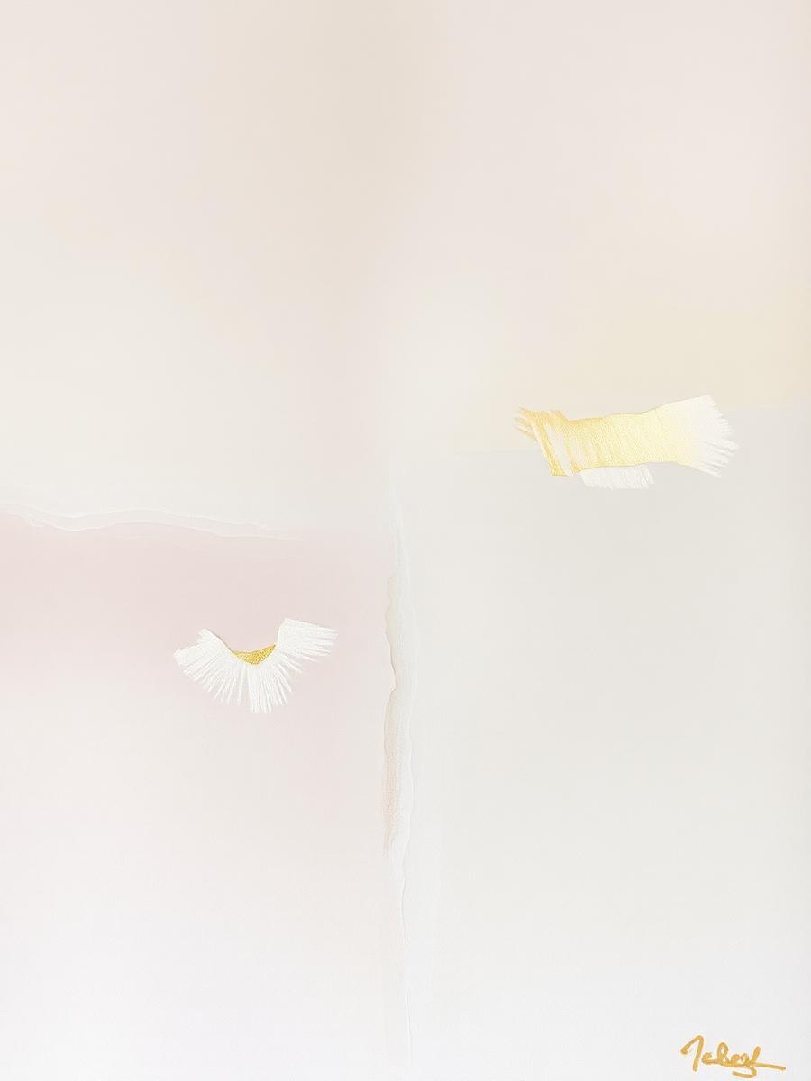 Sample artwork placeholder titled A Quiet Becoming — abstract composition in ivory & blush